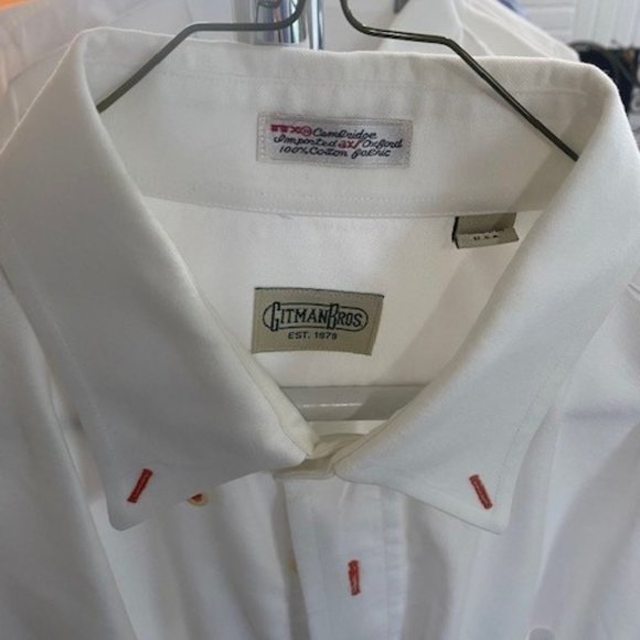 Gitman Brothers White Dress Shirt with Red Accents - Picture 2 of 5